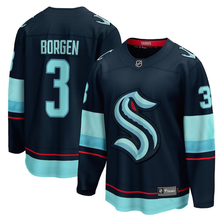 Men Seattle Kraken #3 Will Borgen Fanatics Branded Deep Sea Blue Home Breakaway Player NHL Jersey->more nhl jerseys->NHL Jersey